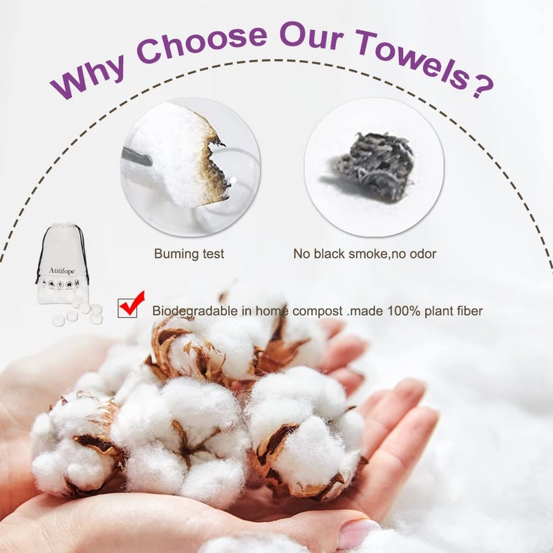 Atitifope Compressed Facial Towels (100 Count) - Disposable Wash Cloths for Travel and Camping (7.9in x 7.9in) - Image 5